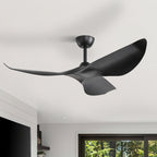 Ventilateur de plafond moderne en bois massif/ABS de 52 pouces avec télécommande (sans lumière), 6 vitesses de vent, flux d'air réversible