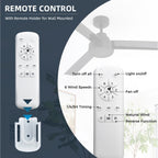 Ventilateur de plafond moderne en bois massif/ABS de 52 pouces avec télécommande (sans lumière), 6 vitesses de vent, flux d'air réversible