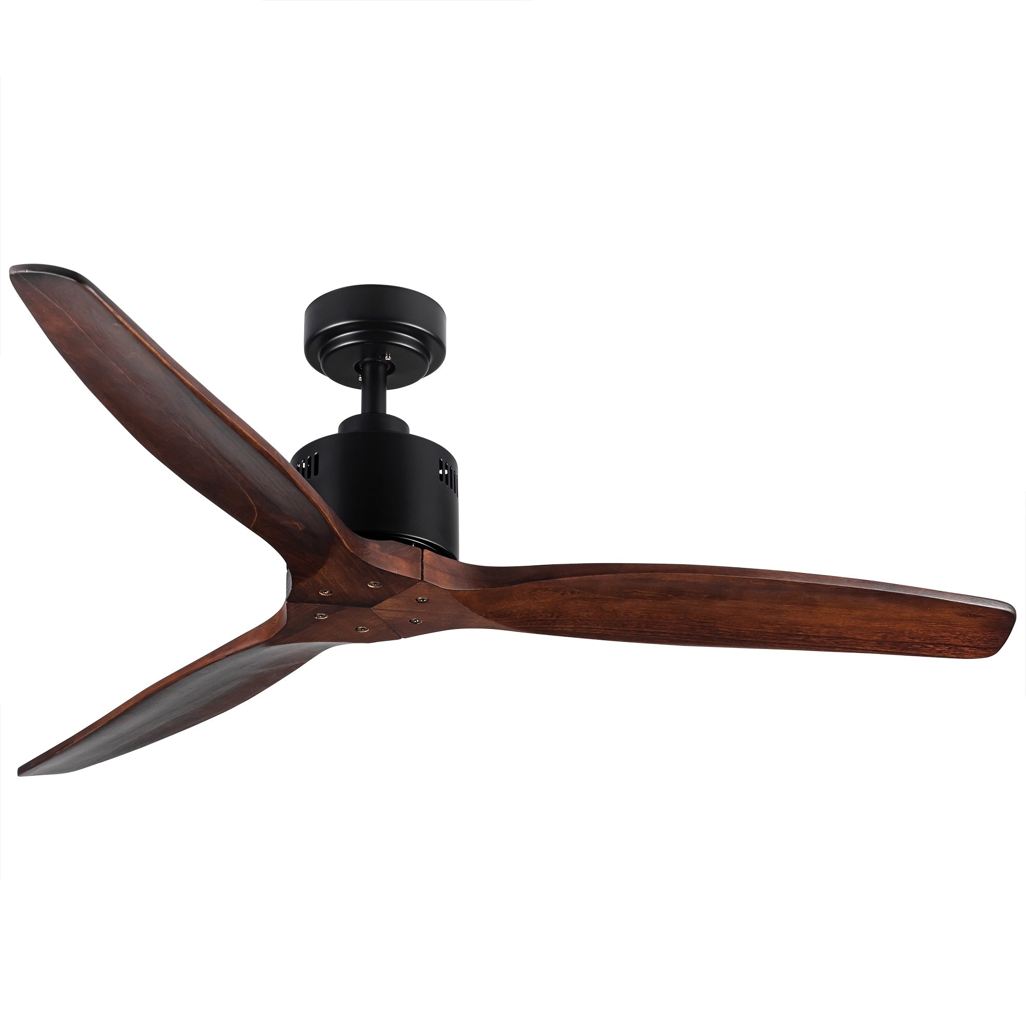 Ventilateur de plafond moderne en bois massif/ABS de 52 pouces avec télécommande (sans lumière), 6 vitesses de vent, flux d'air réversible