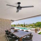 Ventilateur de plafond moderne en bois massif/ABS de 52 pouces avec télécommande (sans lumière), 6 vitesses de vent, flux d'air réversible