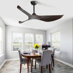 Ventilateur de plafond moderne en bois massif/ABS de 52 pouces avec télécommande (sans lumière), 6 vitesses de vent, flux d'air réversible