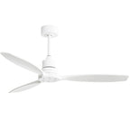 Ventilateur de plafond moderne en bois massif/ABS de 52 pouces avec télécommande (sans lumière), 6 vitesses de vent, flux d'air réversible