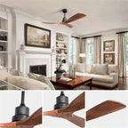Ventilateur de plafond moderne en bois massif/ABS de 52 pouces avec télécommande (sans lumière), 6 vitesses de vent, flux d'air réversible