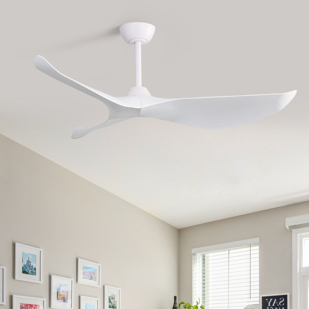 Ventilateur de plafond moderne en bois massif/ABS de 52 pouces avec télécommande (sans lumière), 6 vitesses de vent, flux d'air réversible
