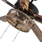 Ventilateur de plafond LED de style ferme en métal brossé Carbon Loft 52