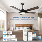 52 ventilateurs de plafond modernes avec lumières et télécommande, LED à intensité variable