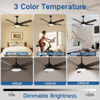 52 ventilateurs de plafond modernes avec lumières et télécommande, LED à intensité variable