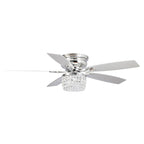 Ventilateur de plafond encastré en cristal chromé de 52 pouces avec kit d'éclairage et télécommande