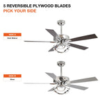 Ventilateur de plafond LED d'intérieur moderne chromé/noir à intensité variable avec lumière et télécommande