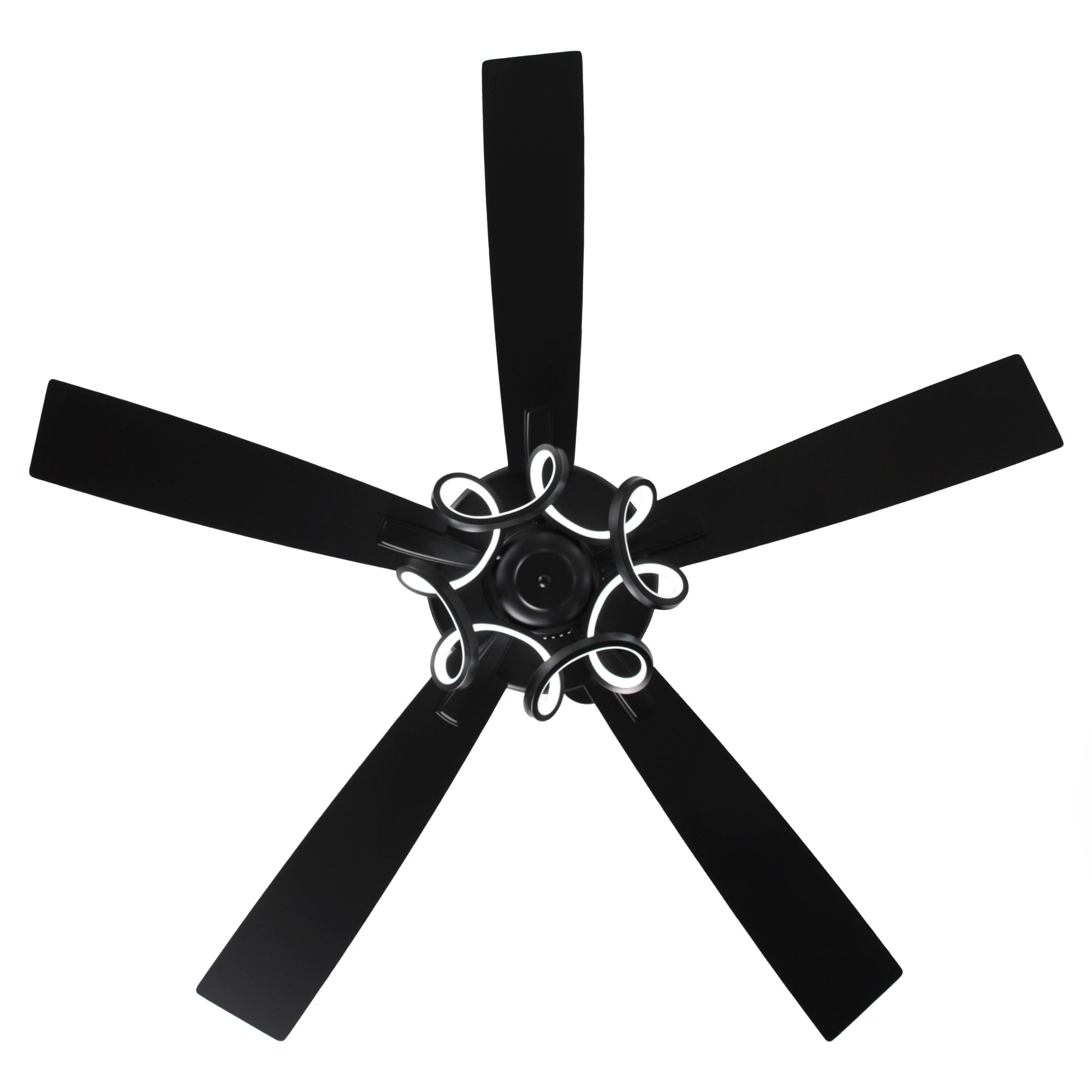 Ventilateur de plafond LED d'intérieur moderne chromé/noir à intensité variable avec lumière et télécommande