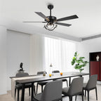 Ventilateur de plafond LED d'intérieur moderne chromé/noir à intensité variable avec lumière et télécommande