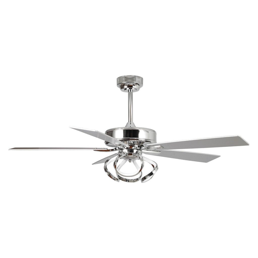 Ventilateur de plafond LED d'intérieur moderne chromé/noir à intensité variable avec lumière et télécommande