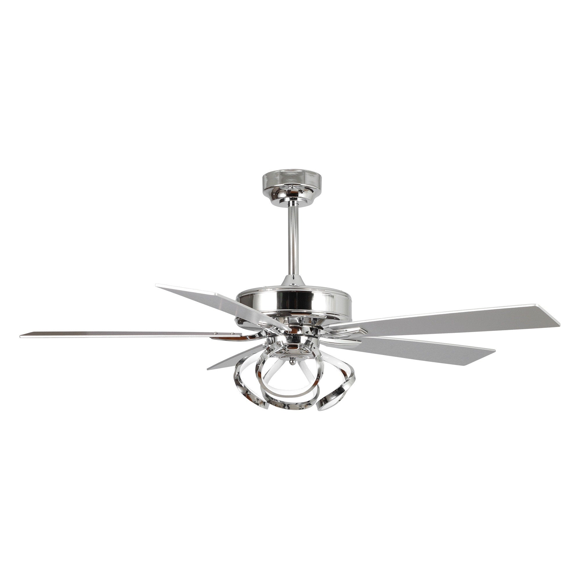 Ventilateur de plafond LED d'intérieur moderne chromé/noir à intensité variable avec lumière et télécommande