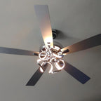 Ventilateur de plafond LED d'intérieur moderne chromé/noir à intensité variable avec lumière et télécommande