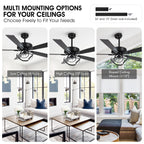 Ventilateur de plafond LED d'intérieur moderne chromé/noir à intensité variable avec lumière et télécommande