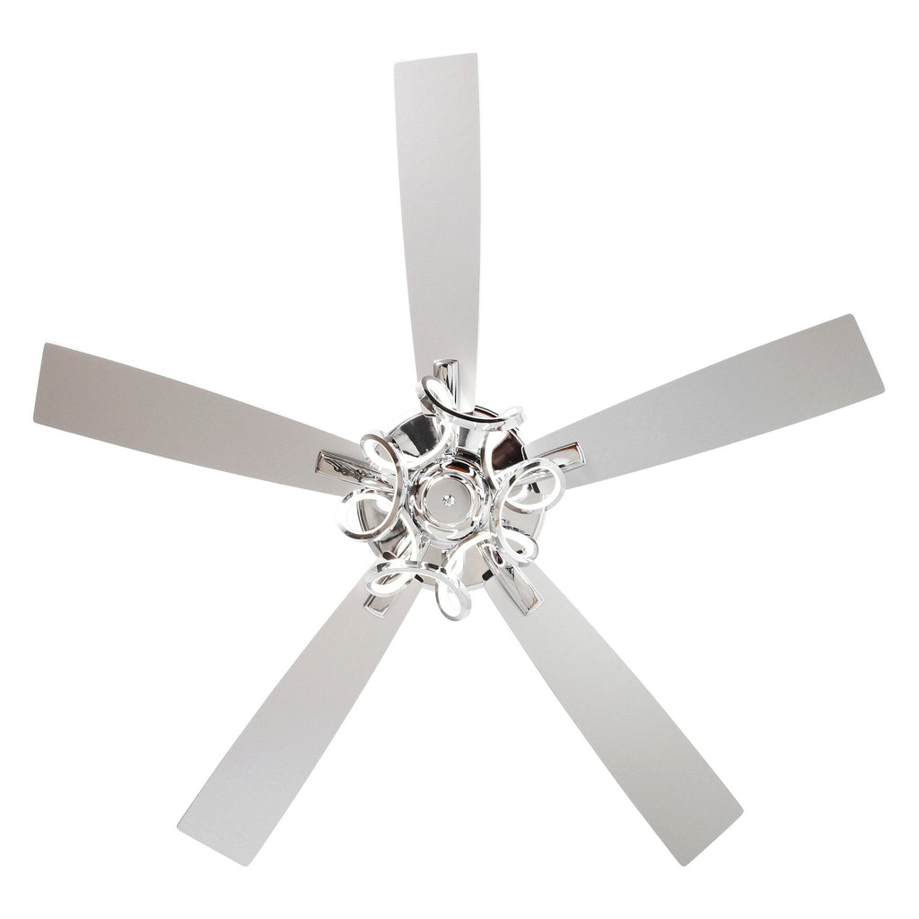 Ventilateur de plafond LED d'intérieur moderne chromé/noir à intensité variable avec lumière et télécommande