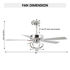Ventilateur de plafond LED d'intérieur moderne chromé/noir à intensité variable avec lumière et télécommande