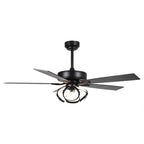 Ventilateur de plafond LED d'intérieur moderne chromé/noir à intensité variable avec lumière et télécommande