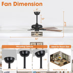 Ventilateur de plafond cage noir à 5 pales Farmhouse Driftwood avec télécommande