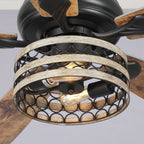 Ventilateur de plafond cage noir à 5 pales Farmhouse Driftwood avec télécommande
