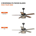 Ventilateur de plafond cage noir à 5 pales Farmhouse Driftwood avec télécommande