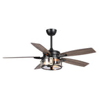 Ventilateur de plafond d'intérieur rustique en bois noir à 5 pales avec télécommande