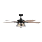 Ventilateur de plafond décoratif industriel en verre grainé noir de 52 pouces avec télécommande et kit d'éclairage