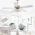 Ventilateur de plafond moderne à 4 lumières avec télécommande
