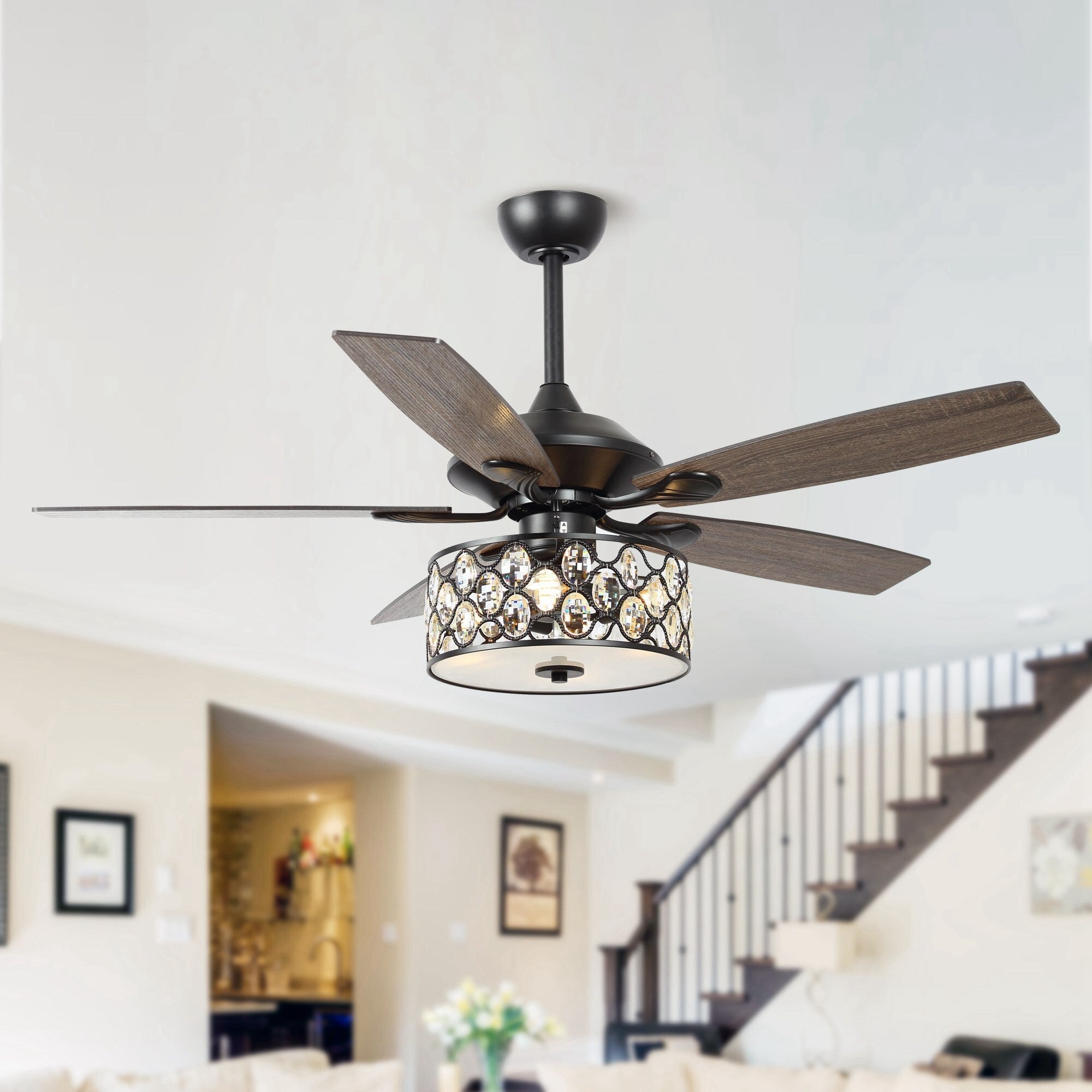 Ventilateur de plafond moderne à 4 lumières avec télécommande