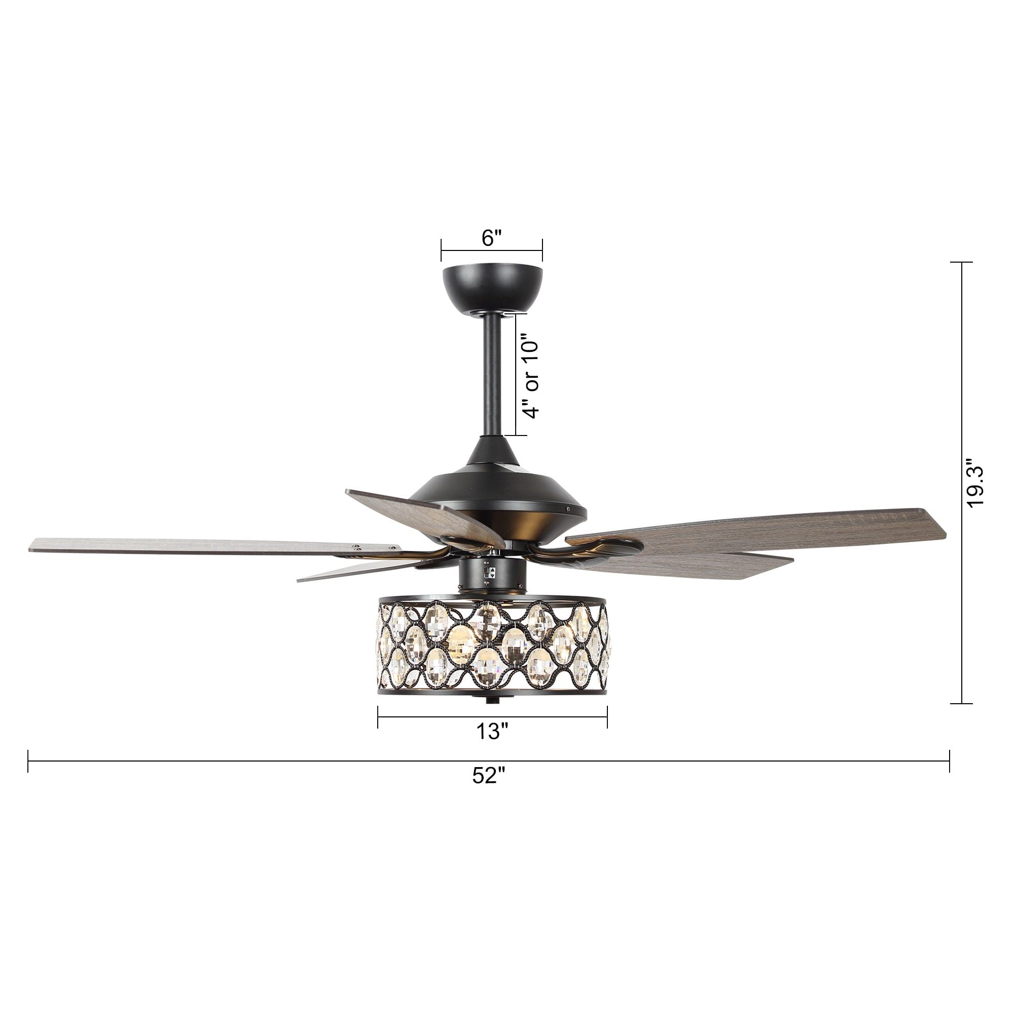 Ventilateur de plafond moderne à 4 lumières avec télécommande