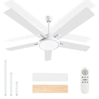 52 ventilateurs de plafond modernes avec lumières et télécommande, LED à intensité variable