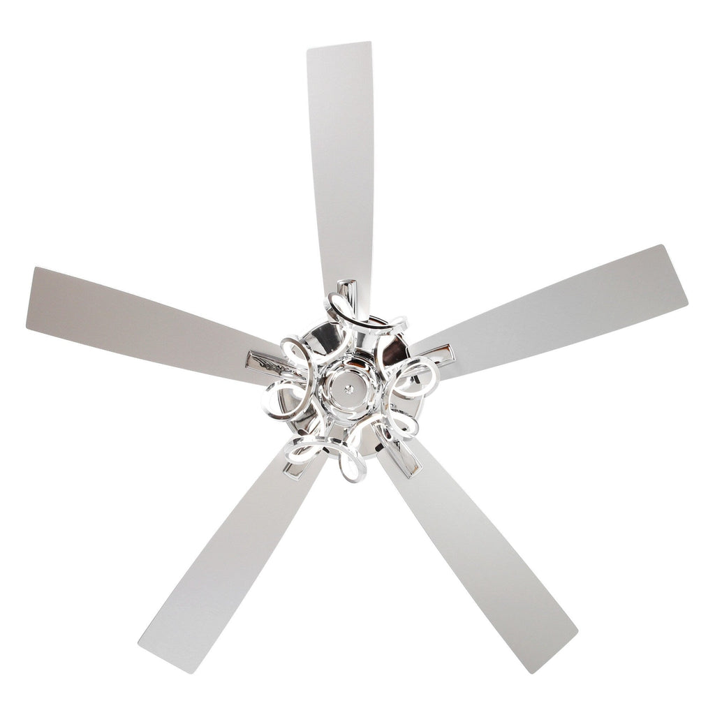Ventilateur de plafond LED d'intérieur moderne chromé/noir à intensité variable avec lumière et télécommande