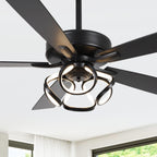 Ventilateur de plafond LED d'intérieur moderne chromé/noir à intensité variable avec lumière et télécommande
