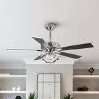 Ventilateur de plafond LED d'intérieur moderne chromé/noir à intensité variable avec lumière et télécommande
