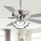Ventilateur de plafond LED d'intérieur moderne chromé/noir à intensité variable avec lumière et télécommande