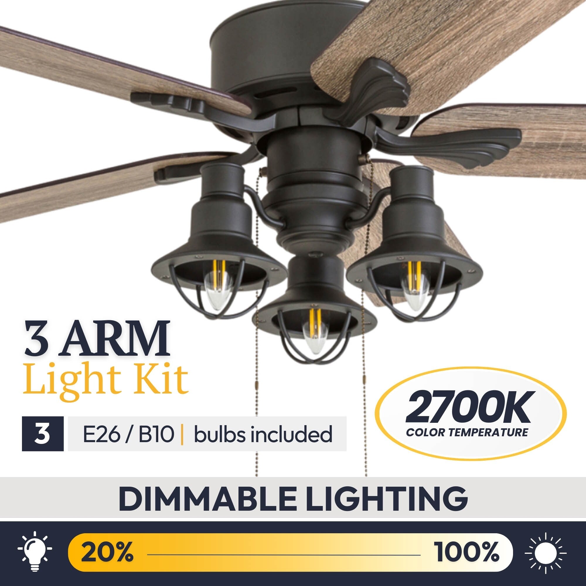 Ventilateur de plafond LED Prominence Home Sivan Bronze Farmhouse avec éclairage et télécommande