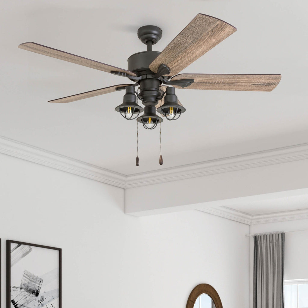 Ventilateur de plafond LED Prominence Home Sivan Bronze Farmhouse avec éclairage et télécommande