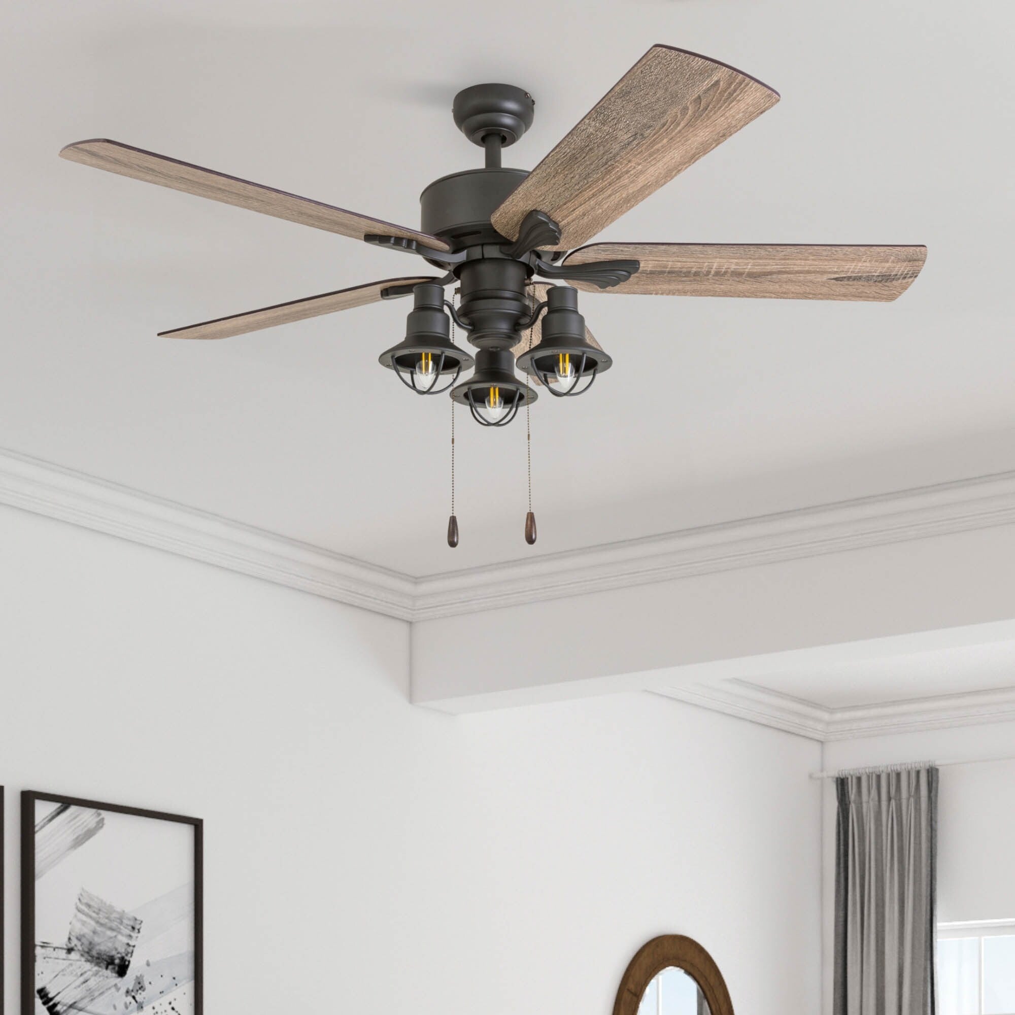 Ventilateur de plafond LED Prominence Home Sivan Bronze Farmhouse avec éclairage et télécommande