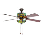 Ventilateur de plafond Magna Carta de style Tiffany Copper Grove Guasipati de 52 pouces - 52L x 52W x 16,5
