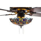 Ventilateur de plafond Magna Carta de style Tiffany Copper Grove Guasipati de 52 pouces - 52L x 52W x 16,5