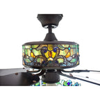 Ventilateur de plafond Magna Carta de style Tiffany Copper Grove Guasipati de 52 pouces - 52L x 52W x 16,5