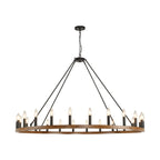 Lustre rond à 24 lumières en forme de roue de chariot de 54 pouces