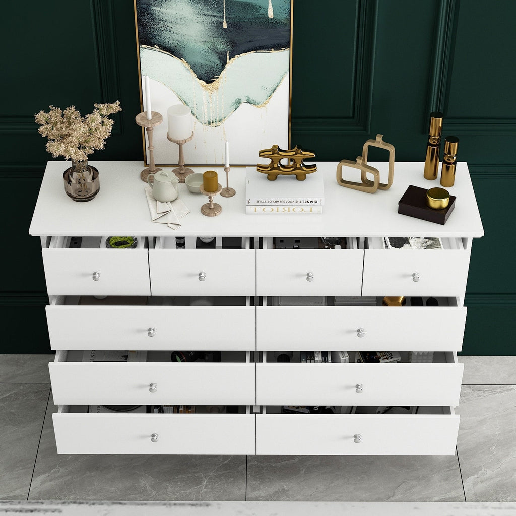 Commode double de 55,1 po de large avec tiroirs de rangement