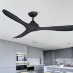 Ventilateur de plafond moderne noir à hélice à courant continu à 3 pales avec télécommande