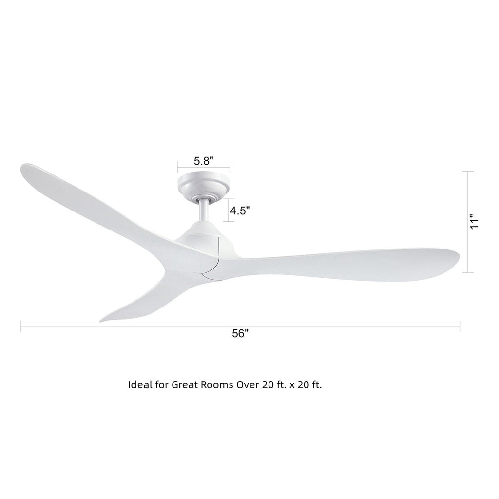 Ventilateur de plafond moderne noir à hélice à courant continu à 3 pales avec télécommande