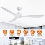 Ventilateur de plafond moderne noir à hélice à courant continu à 3 pales avec télécommande