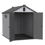 Abri de rangement extérieur en plastique et résine toutes saisons de 6 pi x 4 pi/6 pi x 8 pi/8 pi x 6 pi/8 pi x 10 pi avec plancher, abri à outils Spire