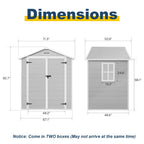 Abri de rangement extérieur en plastique et résine toutes saisons de 6 pi x 4 pi/6 pi x 8 pi/8 pi x 6 pi/8 pi x 10 pi avec plancher, abri à outils Spire