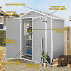 Abri de rangement extérieur en plastique et résine toutes saisons de 6 pi x 4 pi/6 pi x 8 pi/8 pi x 6 pi/8 pi x 10 pi avec plancher, abri à outils Spire