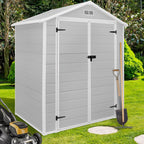 Abri de rangement extérieur en plastique et résine toutes saisons de 6 pi x 4 pi/6 pi x 8 pi/8 pi x 6 pi/8 pi x 10 pi avec plancher, abri à outils Spire